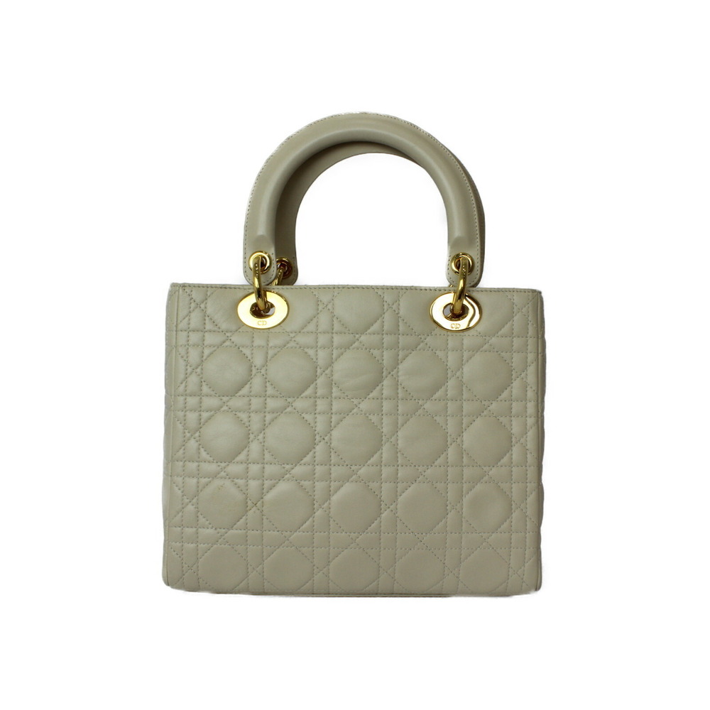 Christian Dior Lady Handbag Lambskin Beige Tan Yellow Leather - Picture 2 of 7